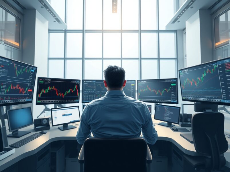 Professional trader analyzing NZD/USD forex charts amid market volatility