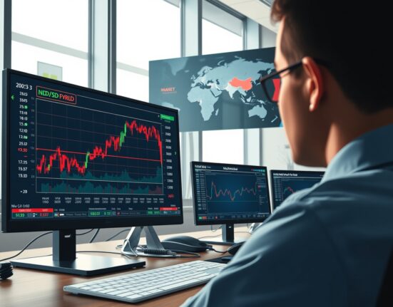 NZD/USD currency pair rebounding on trading charts amid geopolitical tensions with Iran