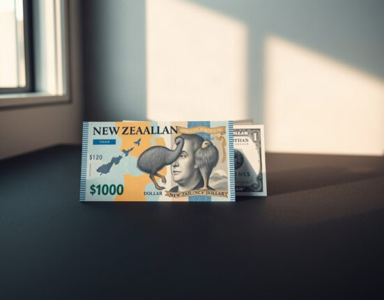 New Zealand and US dollar banknotes side by side on a neutral surface, representing NZD/USD exchange rate analysis.