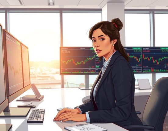 Trader analyzing NZD/USD currency pair at 0.5820 on trading desk monitors in Wellington