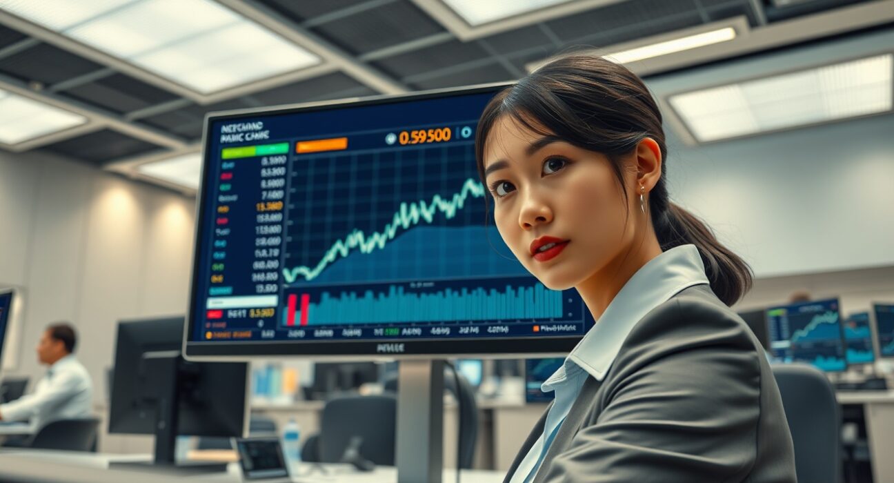 Trader analyzes NZD/USD chart holding above 0.5900 following China's economic data.