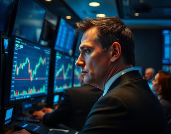 Professional forex trading desk with NZD/USD charts on multiple monitors, reflecting market caution amid geopolitical tensions