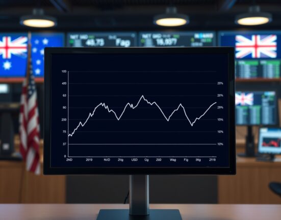 NZD/USD exchange rate chart weakening ahead of Fed rate decision, illustrating forex market tension.