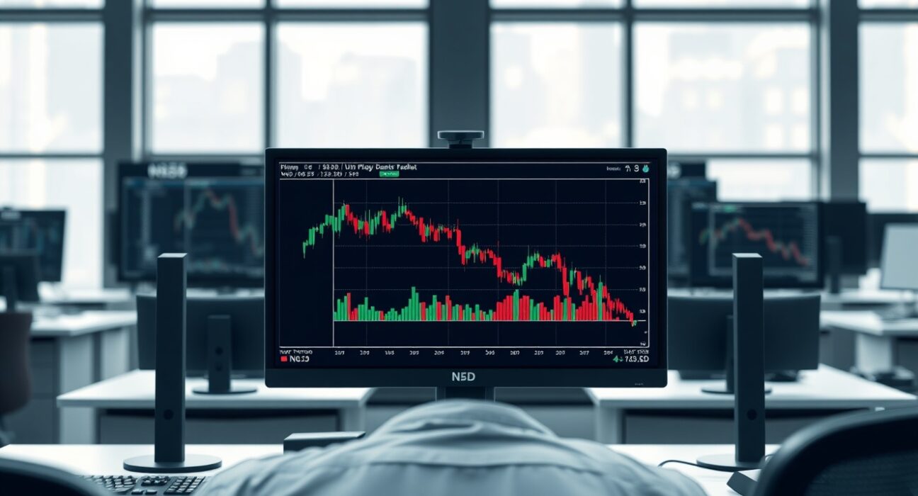 NZD/USD forex chart showing a decline amid geopolitical tension and Federal Reserve meeting.