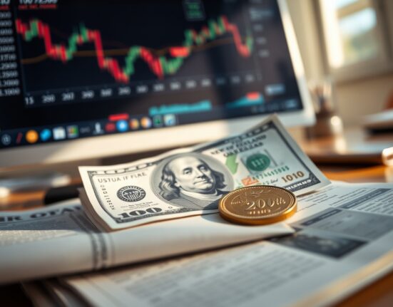 US dollar and New Zealand dollar on financial newspaper with forex charts in background