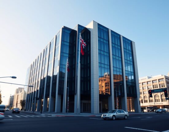 Reserve Bank of New Zealand headquarters representing monetary policy decisions affecting NZD/USD exchange rate.