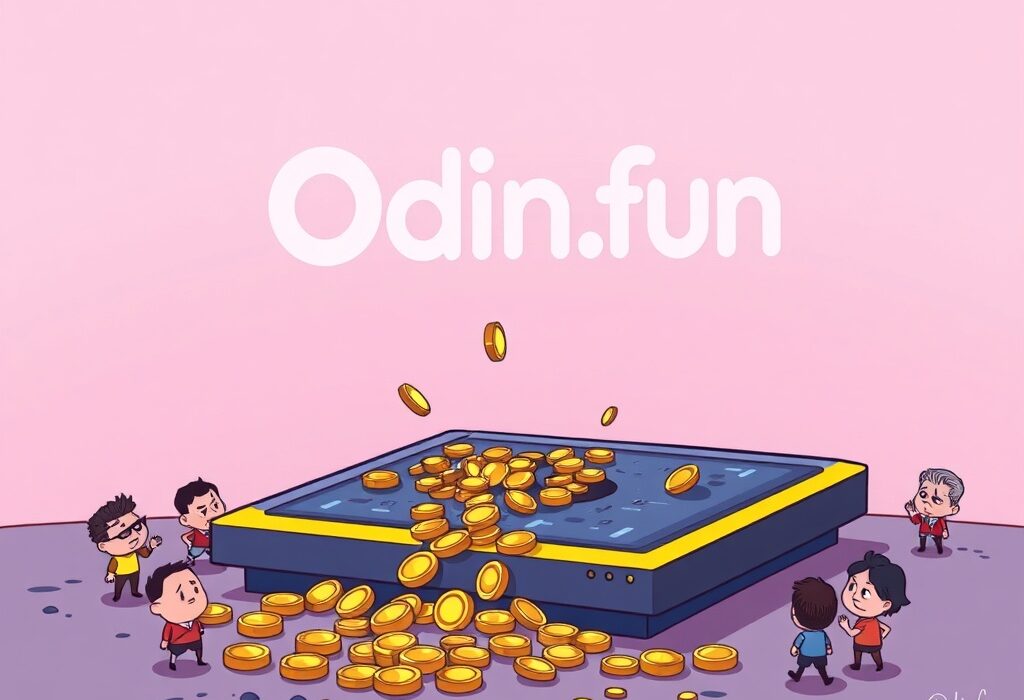 A cartoon illustration showing a digital platform experiencing a memecoin launchpad exploit, symbolizing the significant financial loss.