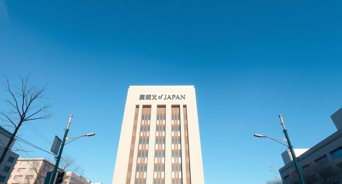 Bank of Japan headquarters building in Tokyo on a clear day
