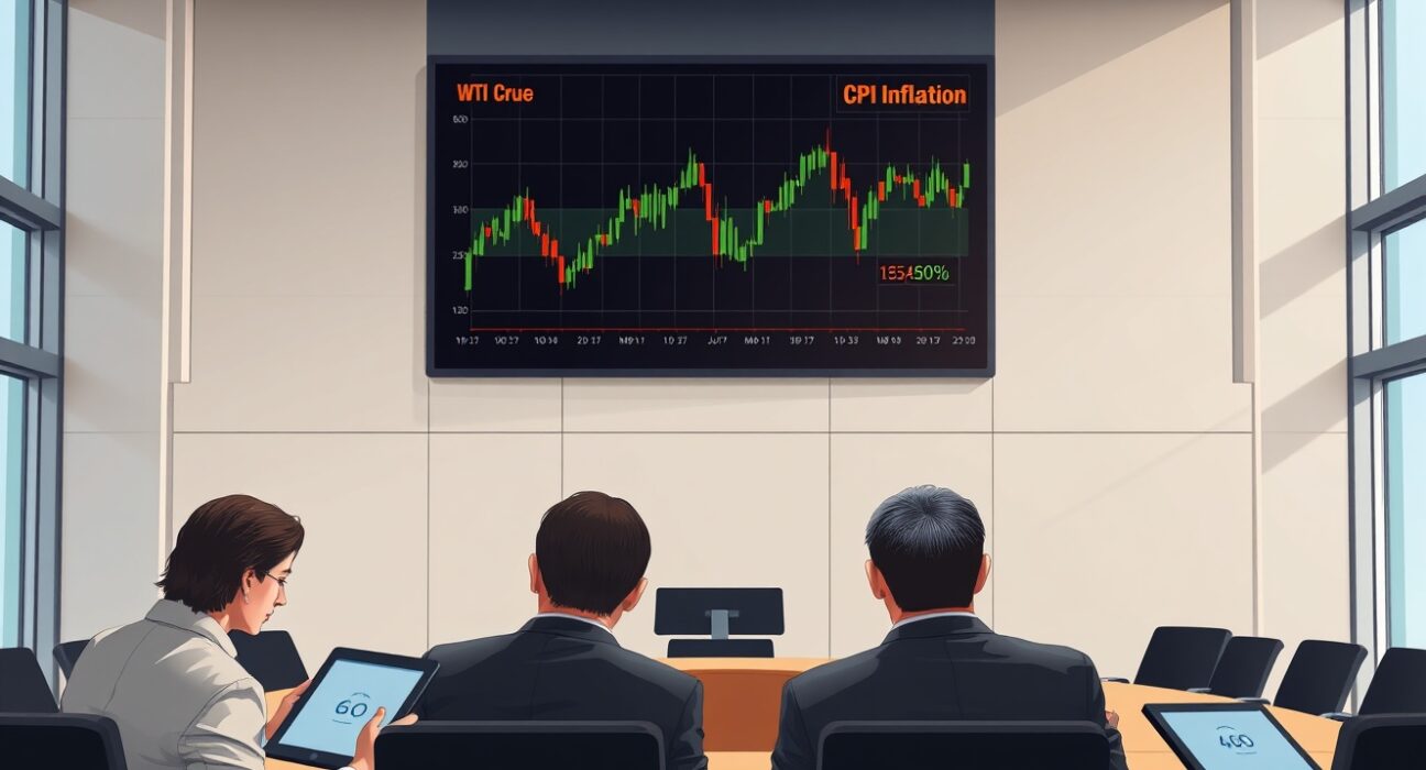 Central bank analysts monitoring oil price and inflation data for monetary policy decisions in 2025