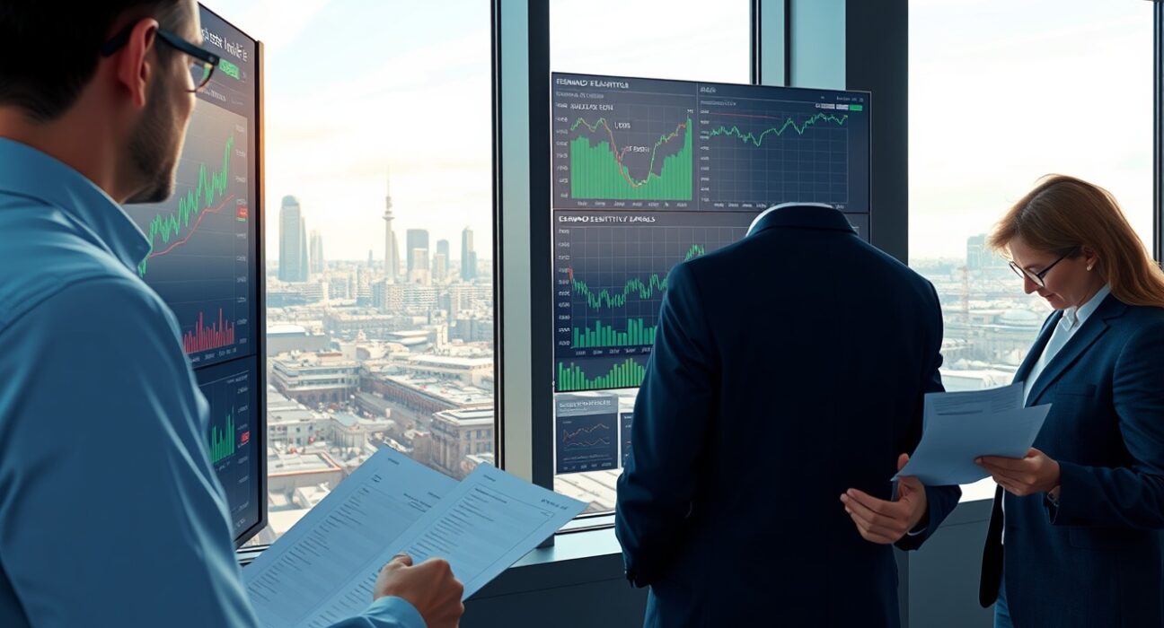 Societe Generale energy analyst discusses oil demand elasticity charts in Paris trading office