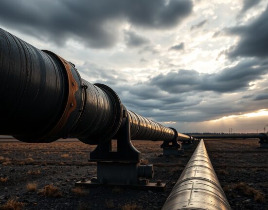 Split oil pipeline at dawn symbolizing fragmented global energy markets and potential oil price divergence
