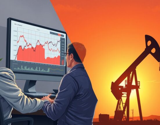Analyst reviewing oil market data charts showing divergence between expectations and actual supply-demand figures.