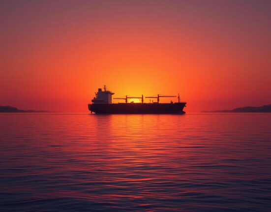 Oil tanker navigating the strategic Strait of Hormuz, representing critical oil market risks and supply chain vulnerabilities.