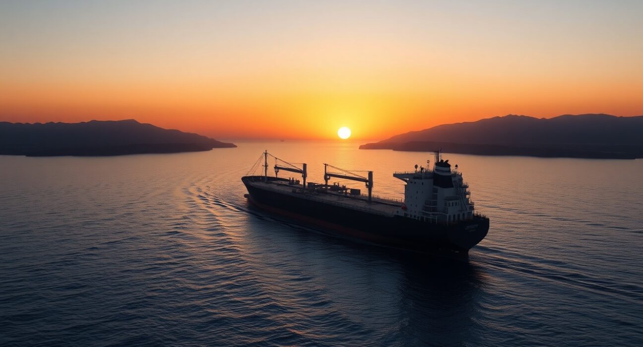 Oil tanker navigating the strategic Strait of Hormuz, illustrating global energy security risks