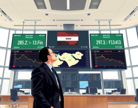 Energy trading floor analysis showing declining oil and gas prices amid Iran conflict resolution optimism