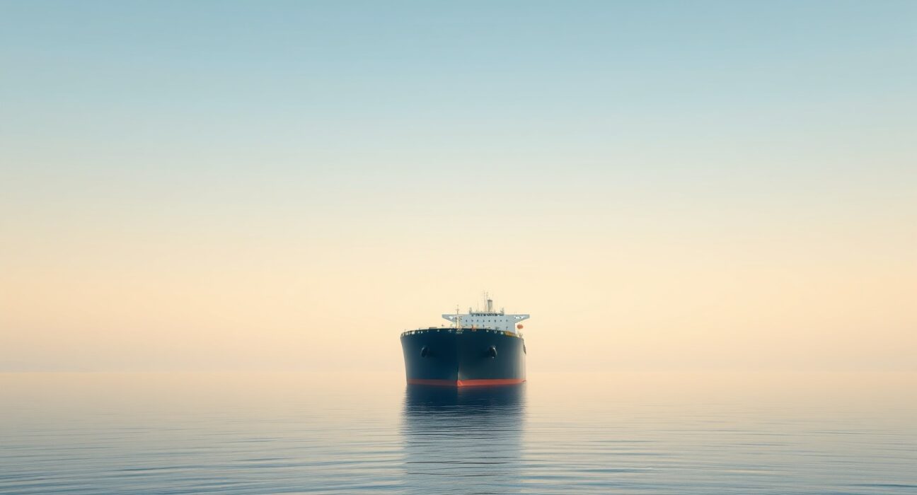 Oil tanker in the Persian Gulf representing the critical shipping routes analyzed in Rabobank's oil price report.