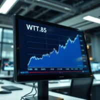 WTI crude oil price chart surging above $85 on a trading terminal amid Middle East tensions.