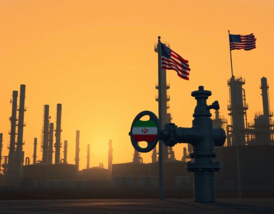 Oil prices supported by US-Iran stalemate at a refinery complex at dusk, highlighting geopolitical supply risks.