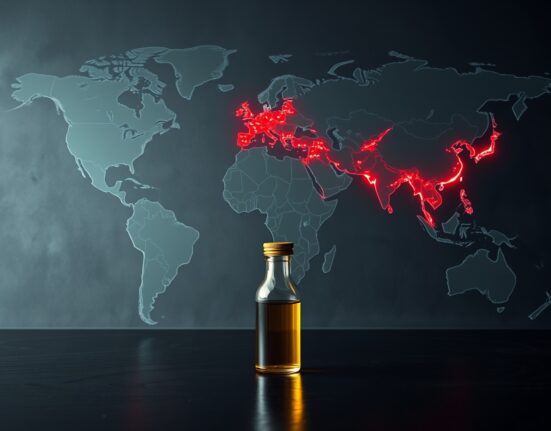 Global map analysis showing geopolitical tension and its impact on oil prices in key producing regions.
