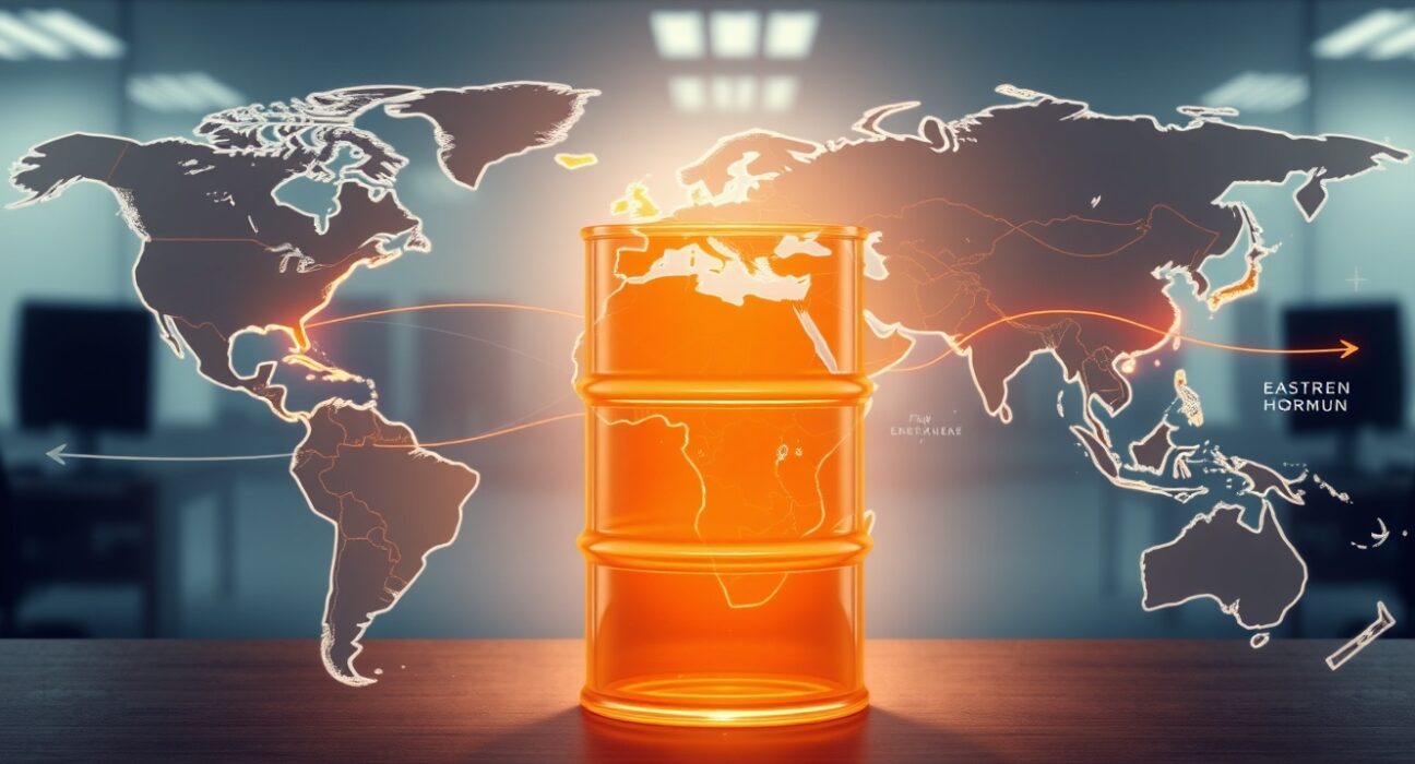Global oil supply chain pressure from geopolitical tensions affecting energy markets