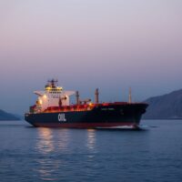 Oil tanker navigating the strategic Strait of Hormuz, highlighting global supply shock risks.