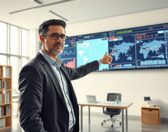 Economic analyst discusses oil supply shock and inflation risks with data visualization in background
