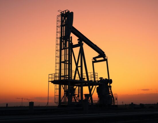 Oil drilling rig representing supply shock risks and inflation concerns analyzed by Standard Chartered