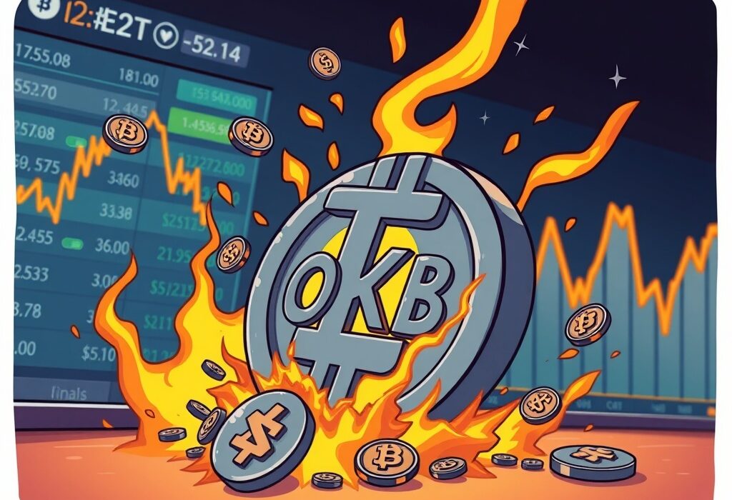 A visual representation of the OKB token burn, showing the reduction in OKB circulating supply and its potential impact on value.