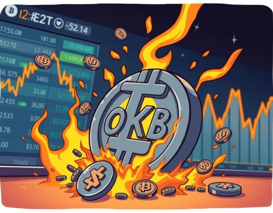 A visual representation of the OKB token burn, showing the reduction in OKB circulating supply and its potential impact on value.