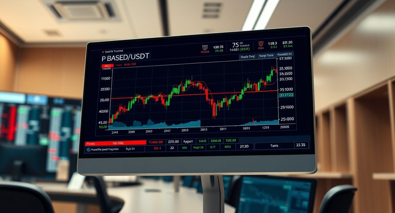 Professional trading interface displaying OKX BASED/USDT perpetual futures market data and charts