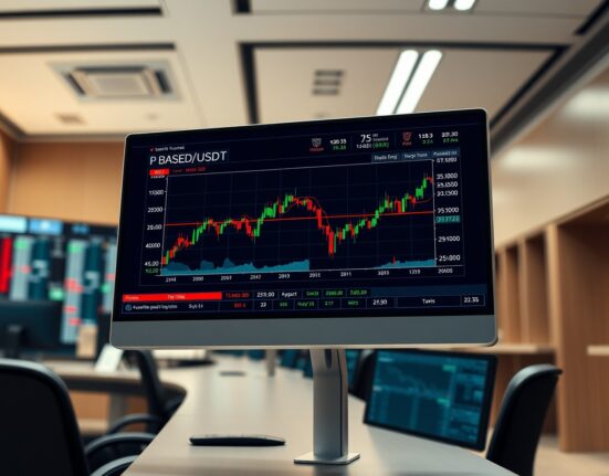 Professional trading interface displaying OKX BASED/USDT perpetual futures market data and charts