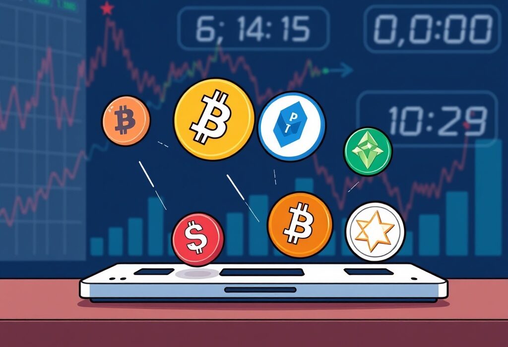 Cartoon illustration highlighting the crucial OKX delisting of perpetual futures contracts and its impact on the crypto market.