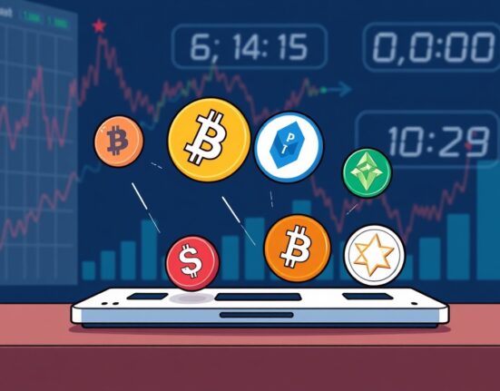 Cartoon illustration highlighting the crucial OKX delisting of perpetual futures contracts and its impact on the crypto market.