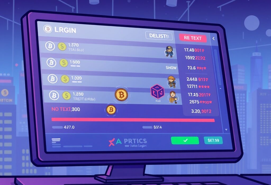 A visual representation of an OKX delisting announcement, showing cryptocurrency pairs being removed from a trading platform, emphasizing the impact on perpetual futures.
