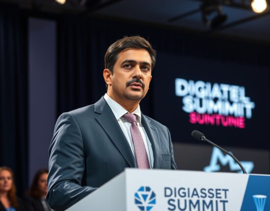 OKX president Haider Rafique addressing industry concerns about cryptocurrency exchange IPOs at Digital Asset Summit
