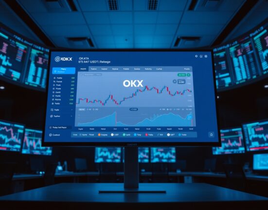 OKX exchange interface showing DATA/USDT spot trading pair on a professional trading dashboard.