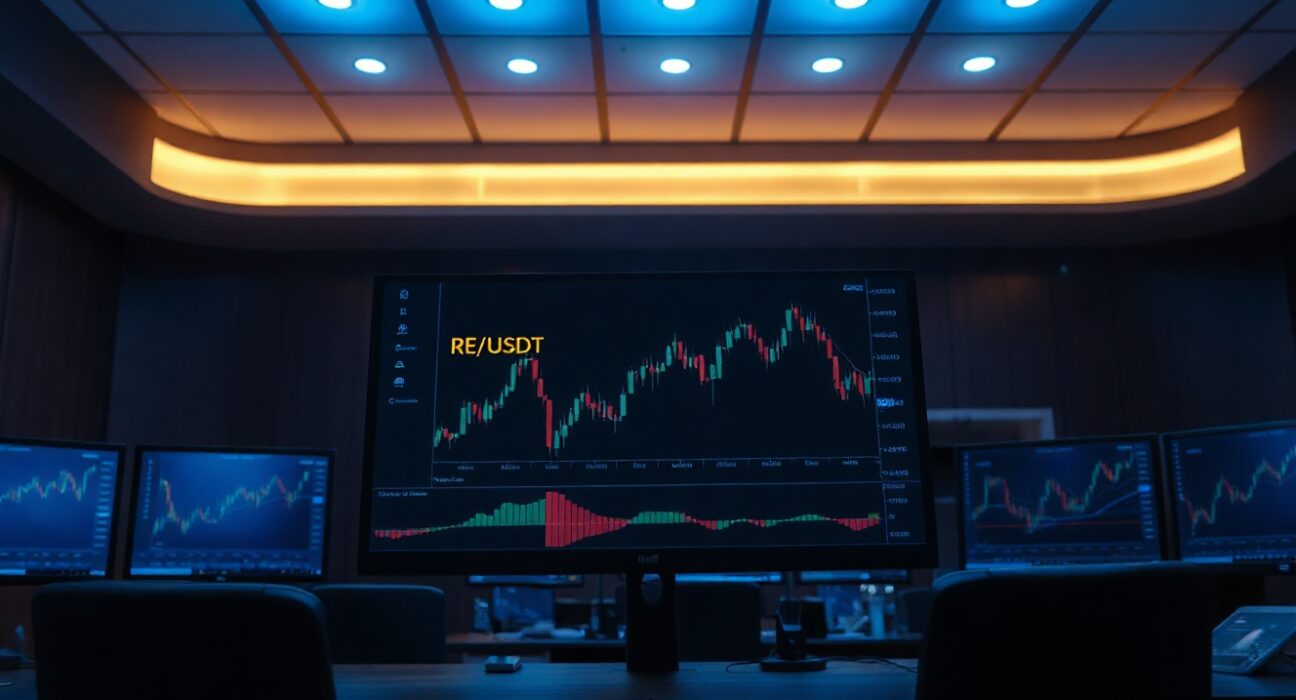 Cryptocurrency exchange OKX listing RE for spot trading on a trading interface