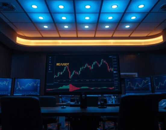 Cryptocurrency exchange OKX listing RE for spot trading on a trading interface