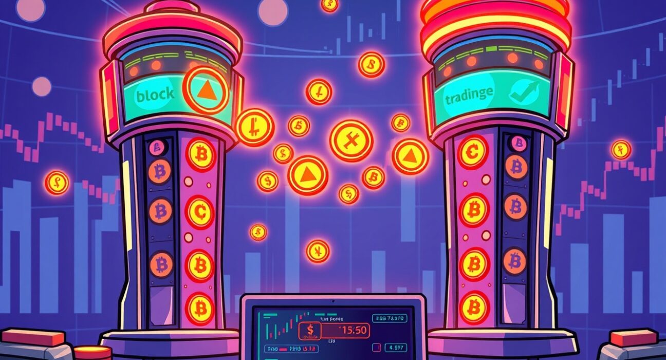 A vibrant cartoon illustration of TRUTH perpetual futures trading on a digital exchange platform.