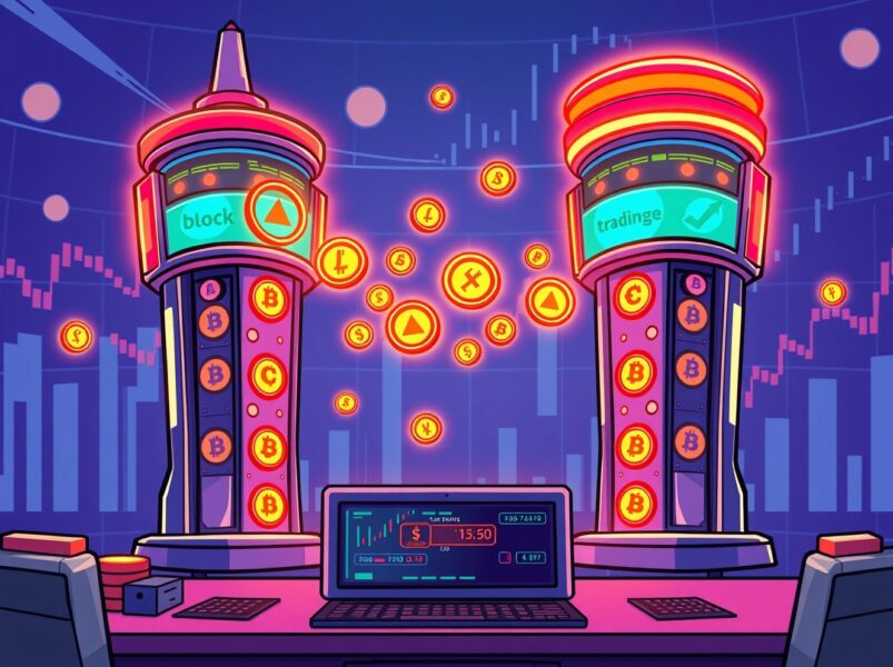 A vibrant cartoon illustration of TRUTH perpetual futures trading on a digital exchange platform.