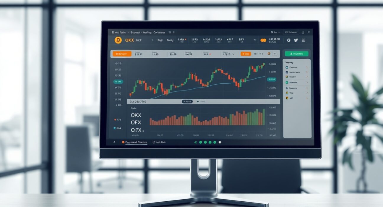 Professional cryptocurrency trading interface showing OKX exchange with OFC token listing announcement