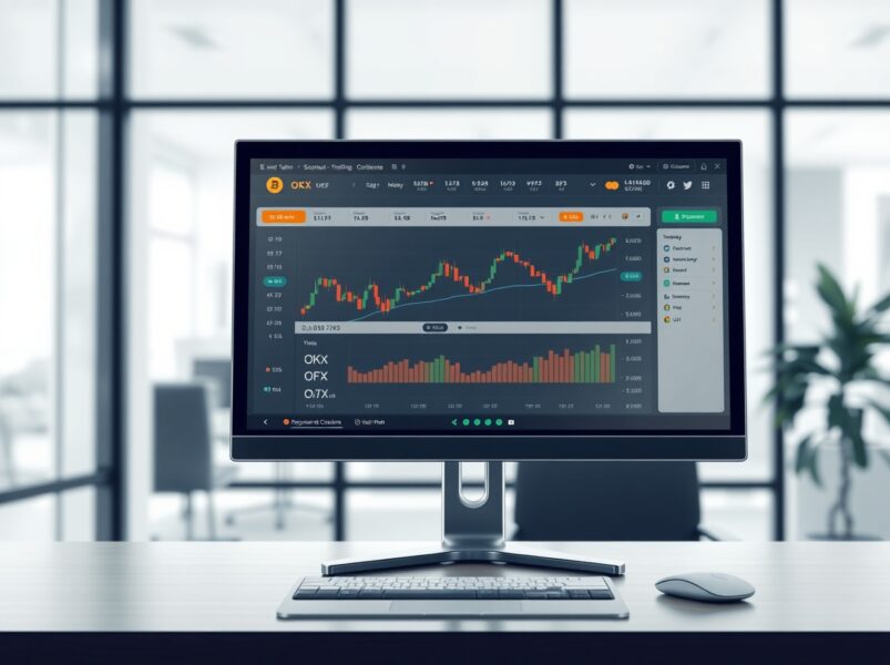Professional cryptocurrency trading interface showing OKX exchange with OFC token listing announcement