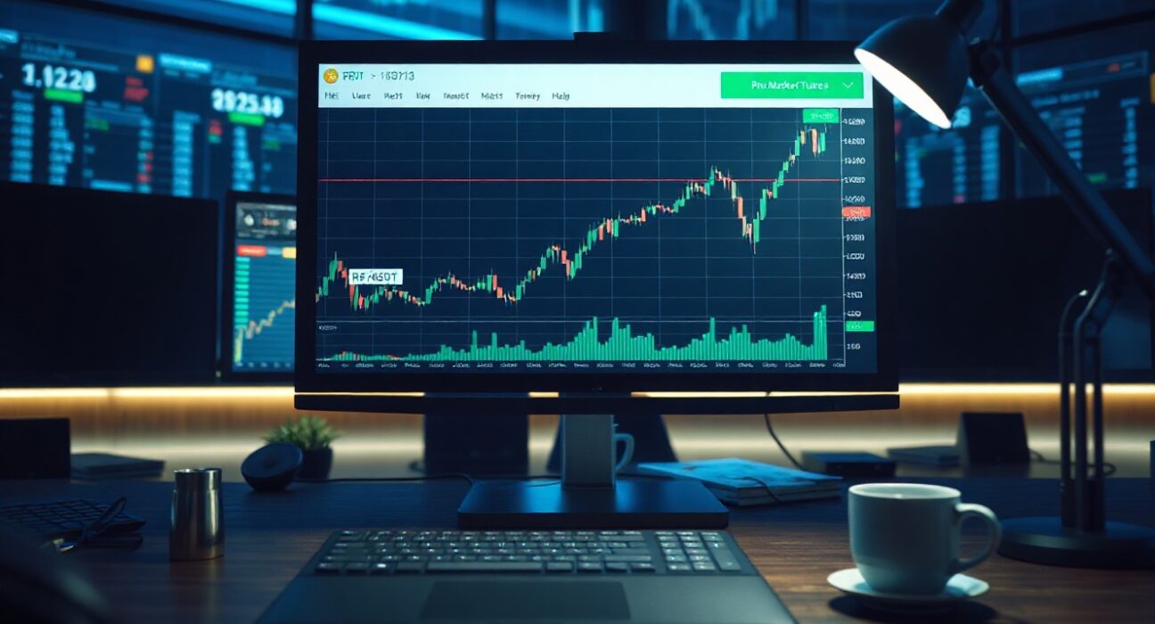 Cryptocurrency trading screen showing RE/USDT pre-market futures chart on OKX exchange