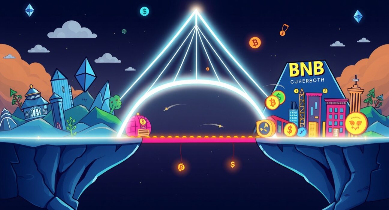 Ondo Bridge connecting Ethereum and BNB Chain for seamless real-world asset token transfers.