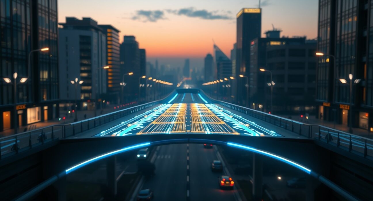 Digital bridge representing Ondo Finance tokenized stock transfer to Hyperliquid HyperEVM