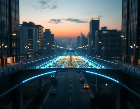 Digital bridge representing Ondo Finance tokenized stock transfer to Hyperliquid HyperEVM