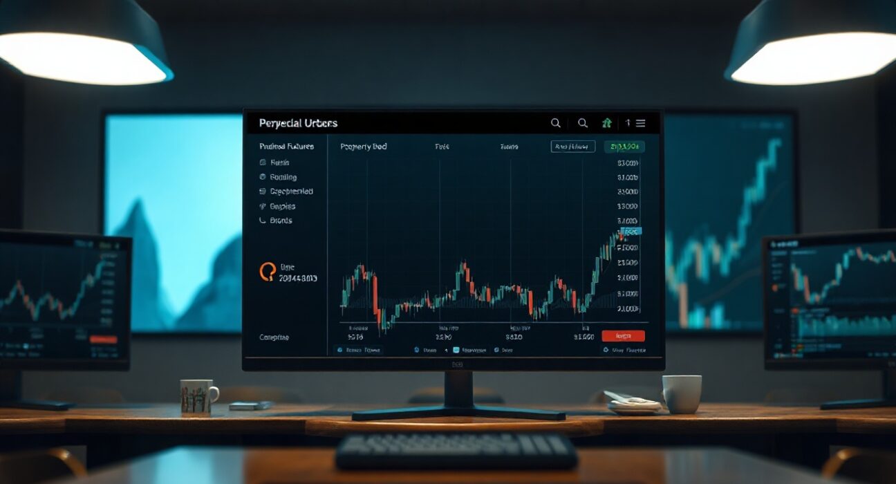 Ondo Finance trading platform interface showing perpetual futures order book in a professional trading office
