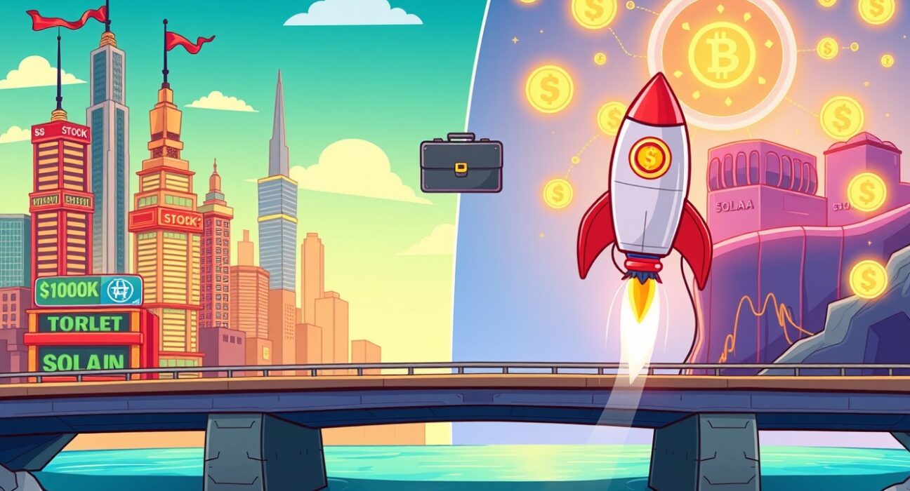 Ondo Finance stock token bridge connecting traditional finance to the Solana blockchain ecosystem.