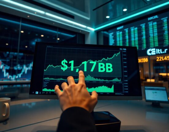 Digital dashboard showing Ondo Finance tokenized stock TVL reaching $1.17 billion all-time high with an upward trend chart.