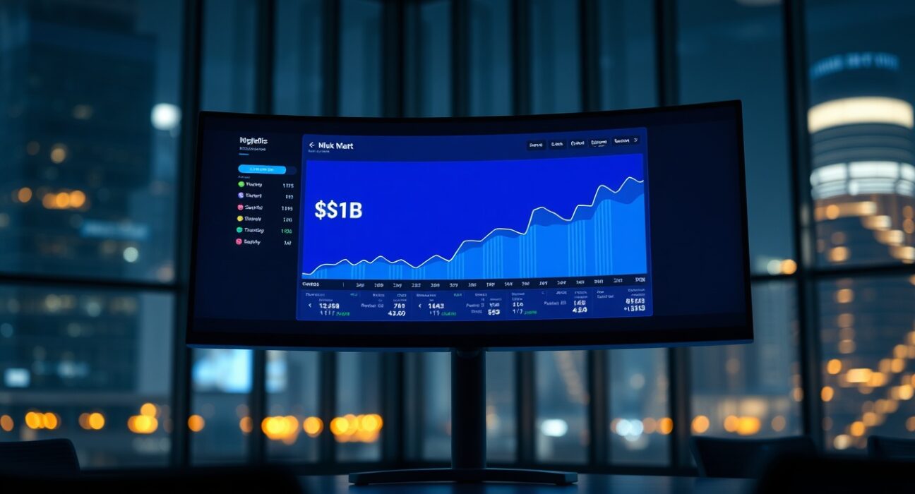 Financial dashboard showing Ondo Global Markets surpassing $1 billion TVL in equity tokens